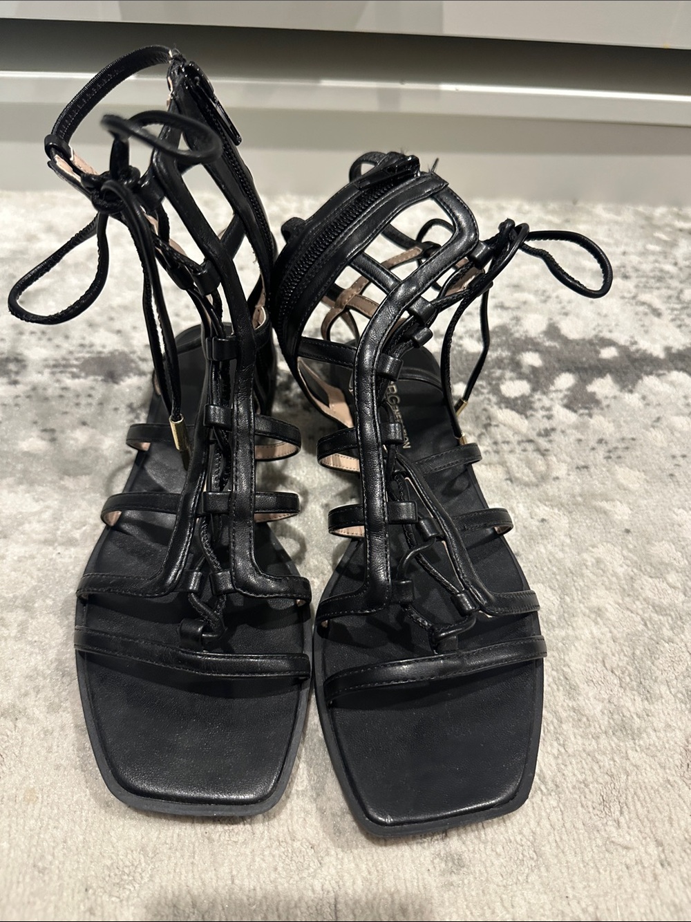 BCBGeneration Black Lace-Up Gladiator Sandals